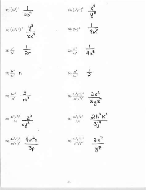 simplifying expressions with rational exponents and radicals worksheet answers